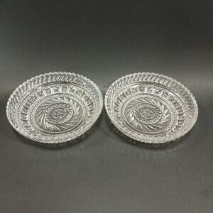 2 Vintage Fostoria Virgina Clear 5.5" Candy Bowls or Jewelry Dishes *Crack*